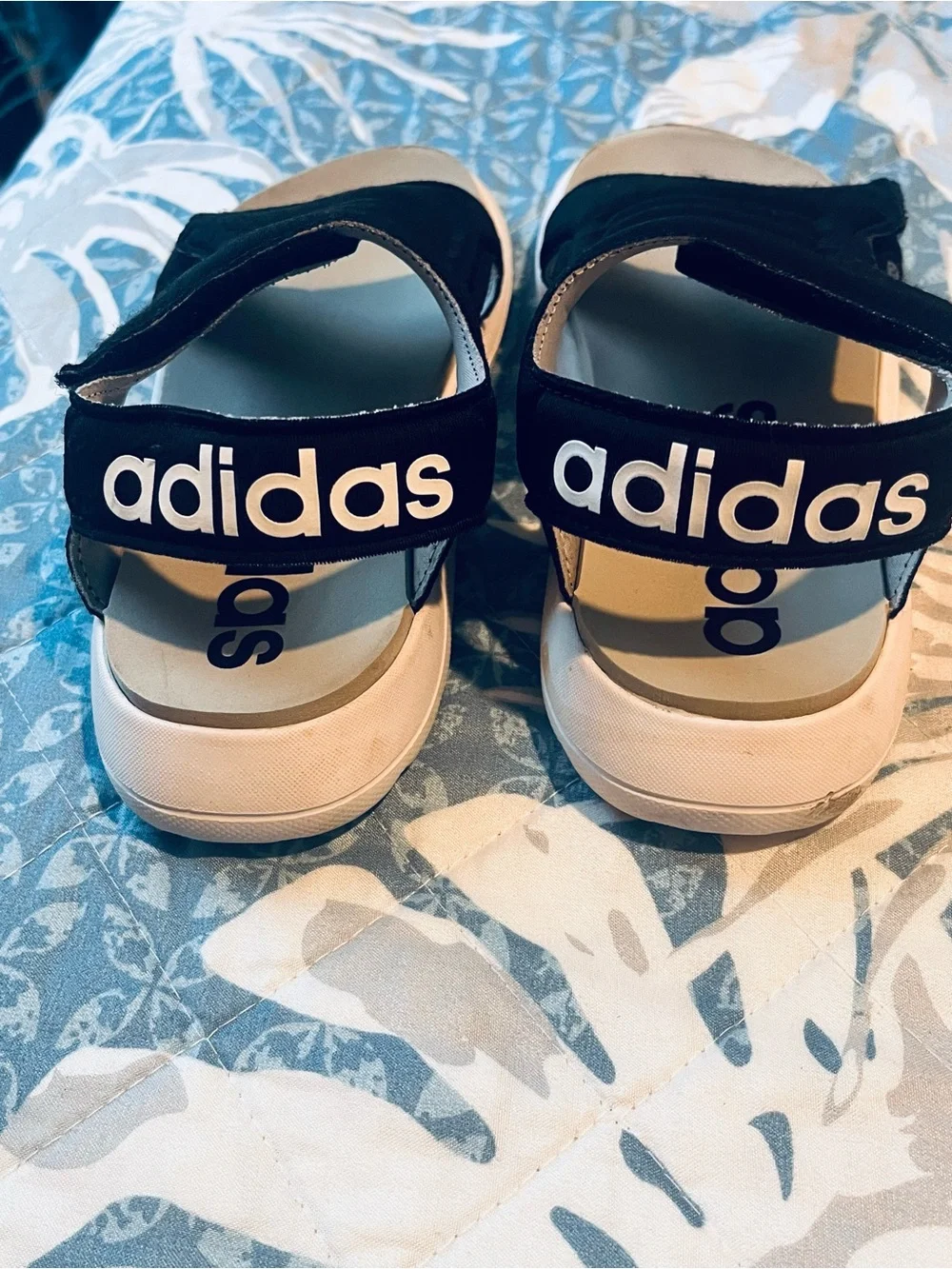 Adidas Kids Black Open-Toe Hook-and-Loop Sandals